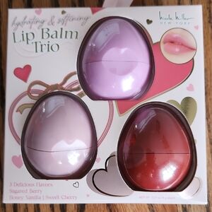 Nicole Miller Lip Balm Trio - Honey Vanilla,  Sugared Berry,  & Sweet Cherry NIP